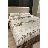 Boreas Home Çarşafı Lastikli Tek Kişilik Nevresim Takımı Alina - 160 x 220 cm - Beyaz - Kahverengi