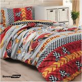 Boreas Home Kırmızı Araba Desenli Pamuklu Ranforce Tek Kişilik Nevresim Takımı - 160 x 220 cm - Sarı - Kırmızı