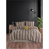 Boreas Home Leopar Pamuklu Çarşafı Lastikli Çift Kişilik Nevresim Takımı - 200 x 240 cm - Kahverengi
