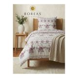 Boreas Home Lydia Pamuklu Lastikli Çarşaflı Tek Kişilik Nevresim Takımı Mürdüm
