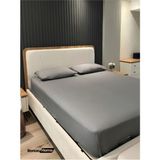 Boreas Home Pamuklu Ranforce Gri Battal Lastikli Çarşaf Seti (180X200) 2 Adet Yastık Kılıfı