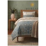 Boreas Home Saray Pamuklu Lastikli Çarşaflı Tek Kişilik Nevresim Takımı 160x220 cm Su Yeşili