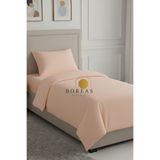 Boreas Home Soft Pamuklu Lastikli Çarşaflı Tek Kişilik Nevresim Takımı 160x220 cm Pudra
