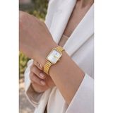 Boris Accessory Kadın Altın Elegant Dikdörtgen Kasa Kol Saati - Şık & Minimal - Beyaz - Altın