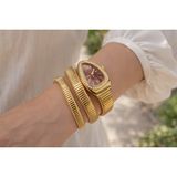 Boris Accessory Kadın Gümüş&gold Yılan-Medusa Model Taşlı Kol Saati - Altın - Bordo