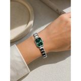 Boris Accessory Kadın Kol Saati Bordo&yeşil Kadranlı Gümüş Metal Kordon Bileklik Şık Tasarım - Gümüş - Yeşil