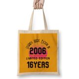 Born In 2006 2006 Birthday Gift - Made, Born In 2006 Gift - 16 Year Old Birthday Gift Vintage Style Bez Çanta Uzun Saplı - Açık Bej - 40 X 40