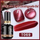 Born Pretty Red Water Light Cat Eye/Kırmızı Su Işıltılı Kedi Gözü Kalıcı Oje(T069)-15ml