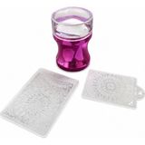 Born Pretty Tırnak Damgalama Silikonu Plastik Damga Plakası ve Sıyırma Aparatı - Fuşya