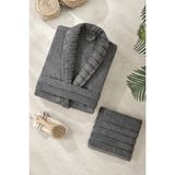 Bornoz - Havlu Seti Carla Antrasit L/XL+50X90CM - L - XL