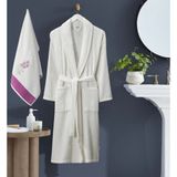 Bornoz - Nakışlı Havlu Seti Cora Bayan Krem L/Xl+45X85cm