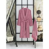 Bornoz - Nakışlı Havlu Seti Cora Mürdüm L/XL+45X85CM - L - XL