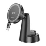 Borofone BH208 MagSafe Uyumlu 15W Hızlı Kablosuz Şarjlı Araç içi Telefon Tutucu & Şarj - Siyah