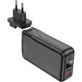 Borofone BJ39 10000MAH 22.5W Hızlı Şarjlı 2'si 1 Arada Powerbank ve Duvar Şarj Adaptörü - Siyah