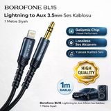 Borofone Bl15 Lightning To Aux 3.5Mm Ses Kablosu 1 Metre Siyah