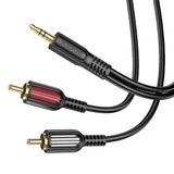 Borofone Kablo AUX Audio 3.5mm to Çift RCA Aux Standart Ses Kablosu 3.5mm Kulakık Çıkışlı Tablet Bilgisayar Telefon ve Mp3 Çalar İle Amfi Bağlantı Kablosu 150cm BL11