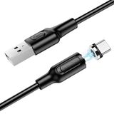 Borofone Manyetik Uçlu iPhone 15 Serisi Uyumlu 1 Metre Şarj Kablo Mıknatıs Uçlu Siyah Renk Samsung Uyumlu Şarj Kablo BX41 USB C (Type-C)