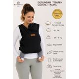Boroosh Baby Yumuşak Bebek Sling %100 Pamuklu Kese Ve Bere Hediyeli Siyah Bebek Taşıma Şalı /Oeko-Tex / CPC Belgesi