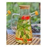 Borosilikat Cam 900ml Yağdanlık - Bambu Kapaklı, Sızdırmaz