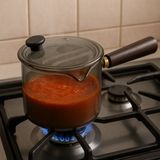 Borosilikat Cam Akasya Saplı Cam Kapaklı Minichef Sosluk Füme 550 ml - Gri