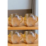 Borosilikat Cam Amber Salyangoz Desenli Bardak 4 Adet 300 ml - Gold
