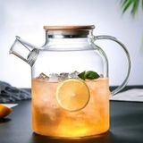 Borosilikat Cam Bambu Kapaklı Bitki Çayı Demliği & Sürahi 1500 ml