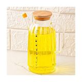 Borosilikat Cam Bambu Vakum Kapak Pinterest Mutfak Yağdanlık Sürahi Seti – 1000ML - Option-1