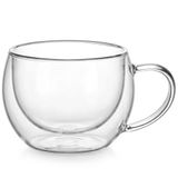 Borosilikat Cam Bardak, 120 Ml Kapasite, Isıya Dayanıklı Yapı, Çift Cidarlı Yalıtım, Makinede Yıkanabilir, Ev Ofis Restoran İçin Kullanıma Uygun Kulplu Kahve Espresso Sunum Bardağı