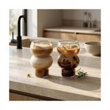 Borosilikat Cam Bardak, 350 ml Geniş Kapasite, Dayanıklı Yapı, Makinede Yıkanabilir, Ev Ofis Restoran Için Kullanıma Uygun Çift Boğumlu Borosilikat Cam Çay Kahve Espresso Sunum Bardağı - 0 - Siyah - Option-1