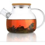 Borosilikat Cam Demlik, Bambu Kapaklı, Süzgeçli, 1000 Ml, Isıya Dayanıklı, Çay Kahve Bitki Ç - Çok Renkli
