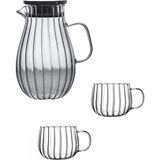 Borosilikat Cam Papatya Sürahi 1800 ml ve 2 Adet Papatya Kupa 350 ml - Şeffaf - 1,8 lt