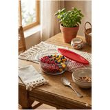 Borosilikat Cam Saklama Kabı Kırmızı Kapaklı 19x16x6.5 cm Sızdırmaz Mutfak Düzenleyici Gıda Saklama