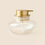 Borosilikat Cam Sıvı Sabunluk - Şeffaf / Altın - 600 Ml