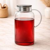Borosilikat Cam Sürahi, 1.8 L, Ergonomik Kulp, Şeffaf, Servis Sürahisi, Detoks Sürahi