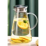 Borosilikat Cam Sürahi | Süzgeçli Paslanmaz Çelik Kapaklı, Isıya Dayanıklı Soğuk & Sıcak Içecek Servis Sürahisi (1800 Ml) | Detoks Içecek Sürahisi Soğuk ve Sıcak Içecekler Için