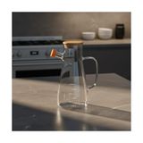 Borosilikat Cam Yağlık - Bambu Kapaklı ve Ölçü Çizgili Sirkelik | Damlatmaz Ağızlı, Dayanıklı, Kurşunsuz Yağdanlık (900 Ml) - standart