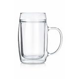 Borosilikat Çift Cidarlı Bira Bardağı, Kulplu, 500 ml, 1 Adet, Bulaşık Makinesi ve Mikrodalga Uyumlu