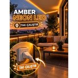 BORSAN 10 Metre Amber Renk Tak Çalıştır Ultra Parlak Ultra Esnek Yüksek Performanslı Borsan 220V Neon LED Amber