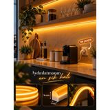Borsan 15 Metre Amber Neon LED 220V Tak Çalıştır IP65 Esnek Hortum LED Ultra Parlak Iç Dış Mekan Tavan Balkon Teras Dekoratif Aydınlatma