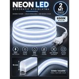 Borsan 2 Metre 6500K Beyaz Neon LED 220V Tak Çalıştır IP65 Ultra Parlak Esnek Hortum LED Iç Dış Mekan Dekoratif Aydınlatma - 205 cm