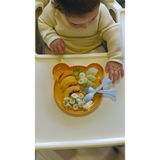 Börte Store Sarı Bebek Çocuk Alıştırma, Atıştırma Mama Tabağı Çatal Kaşık
