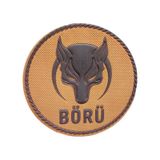 Börü Temalı Slikon Arma Patch Turuncu Renk Cırtlı Turuncu