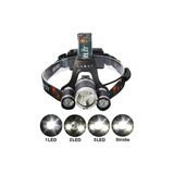 Boruit T6 Kafa Feneri 5000 Lumens 3xcree Xmt6+2r5 Lamba LED Kamp Lambası