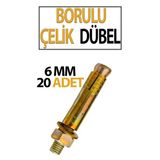 Borulu Çelik Dübel 6 Mm 20 Adet