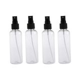 Boş Doldurulabilir Sprey Şişesi, 4 Adet 100 ml Şeffaf Şişe, Siyah Spreyli - Renkli