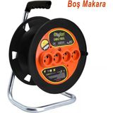 Boş Makara Sarım Makarası Kapaksız 4 Prizli Seyyar Kablo Makarası (50Mt Kapasiteli)