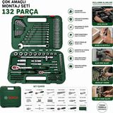 Bosch-1 600 A02 Z9B 1/2" 132 Adet 10 Adet Alyan 1/4" Cırcır Kol Kombine Anahtar