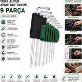 BOSCH-1 600 A02 Z9C Alyan Anahtar Takımı 9 Adet 429 Krom Uzun Allen Yıldız - 6'li Paket
