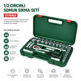 BOSCH-1 600 A02 Z9F Set 1/2" 25 Adet 6GEN Anahtar 532 Lokma Mafsal Lokma Uç Buji Lokma Uzatma Kol