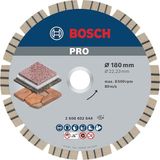 Bosch 1 x PRO Stone elmas kesme diski, 22,23 mm delik ve büyük açılı taşlama makineleri için (yumuşak kaya, sert taş, çap 180 mm, profesyonel aksesuar, büyük açılı taşlama makinesi)
